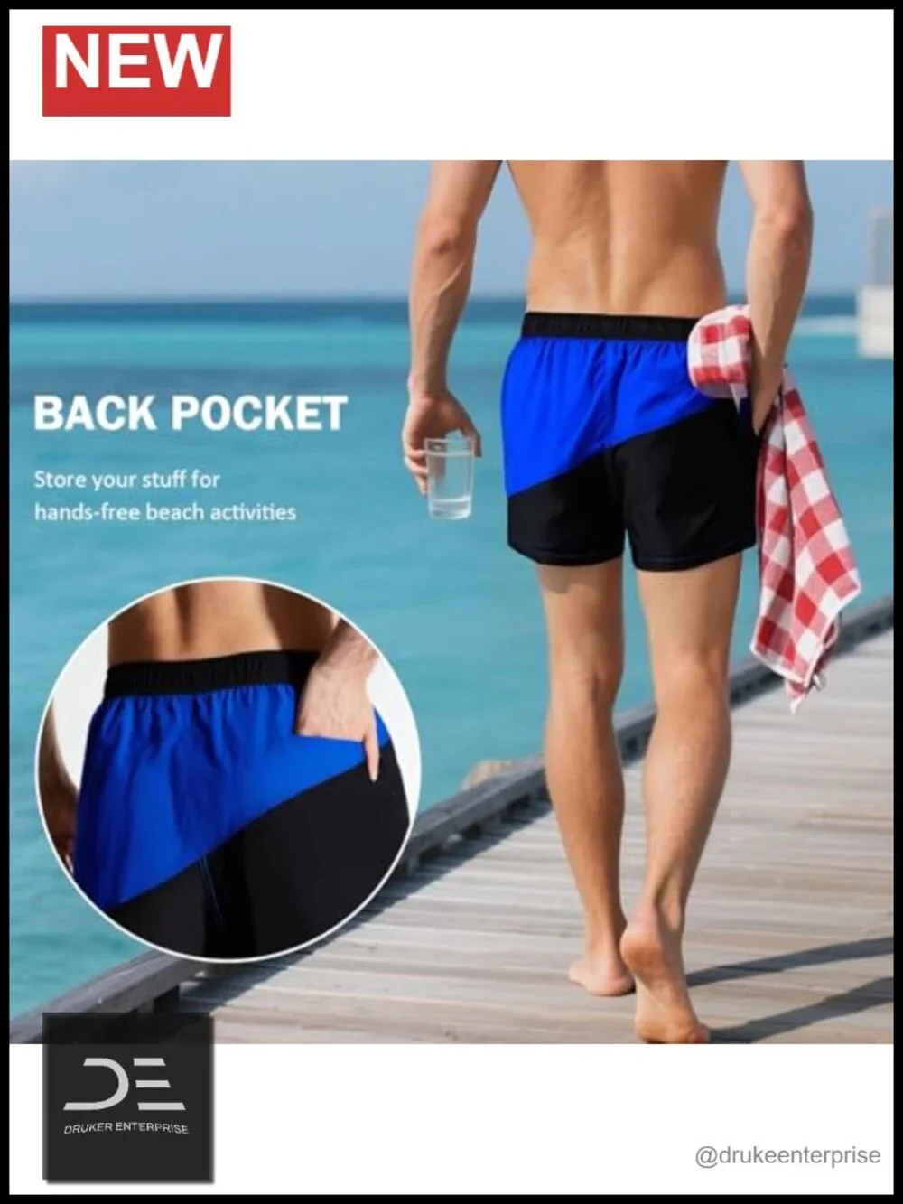Men's Quick Dry Swim Trunks with Pockets Board Shorts